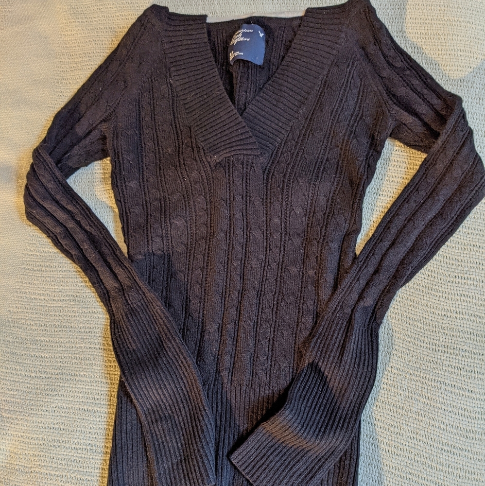 American Eagle Hooded Knit Sweater